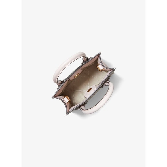 MICHAEL KORS MERCER Extra Small Shopper Logo Canvas & Leather Crossbody NWT $348 - Picture 11 of 12